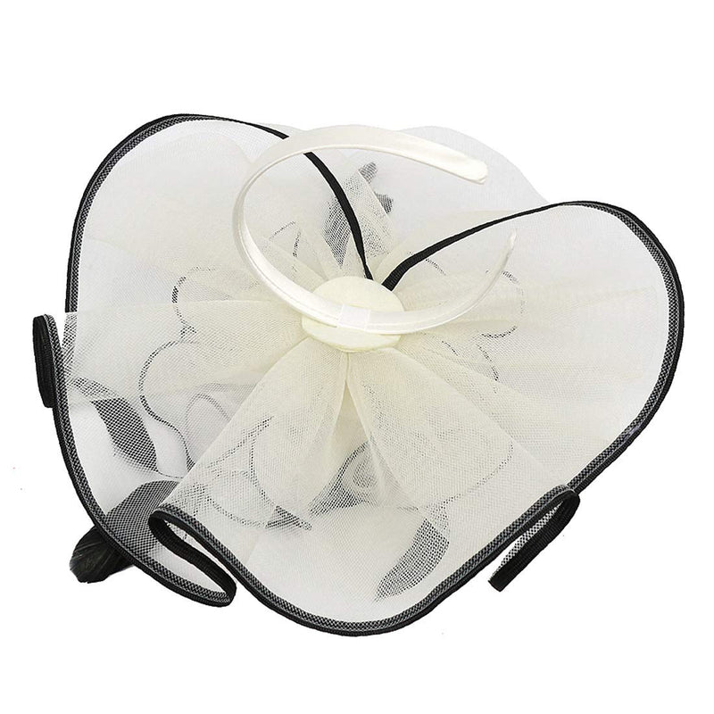 [Australia] - Sinamay Feather Fascinators Womens Pillbox Flower Derby Hat for Cocktail Ball Wedding Church Tea Party Black and White 