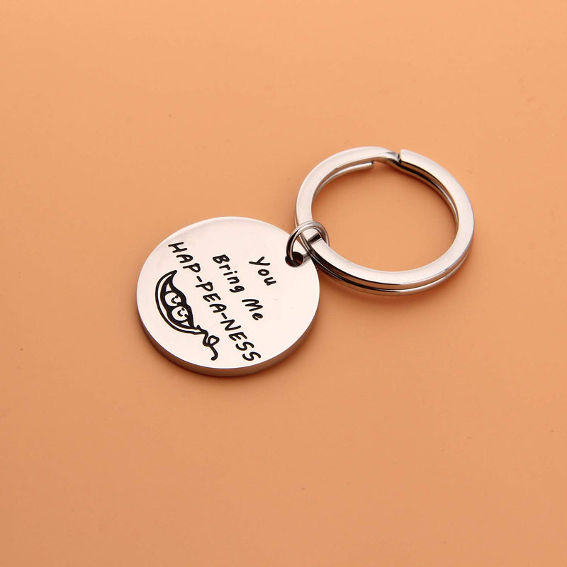 [Australia] - PLITI Couple Keychain Two Peas in A Pod Jewelry Pea Pod Keyring You Bring Me Happeaness Wedding for Couple You Bring Me Happeaness Key 