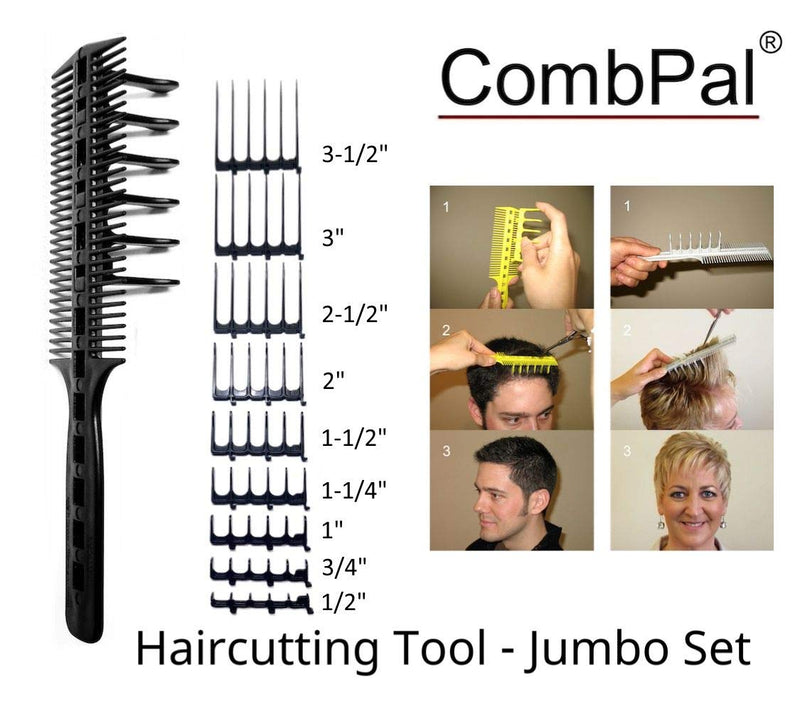 [Australia] - CombPal Jumbo Hair Cutting Kit with Scissors (Value-Pack Black) Value-Pack Black 