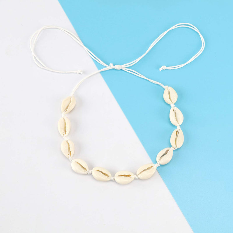 [Australia] - EGOO&YAMEE Cowrie Shell Choker Necklace and Anklet Set for Women Hawaiian Seashell Beach Necklace Statement Adjustable Shell Necklace Set WT rope Necklace 