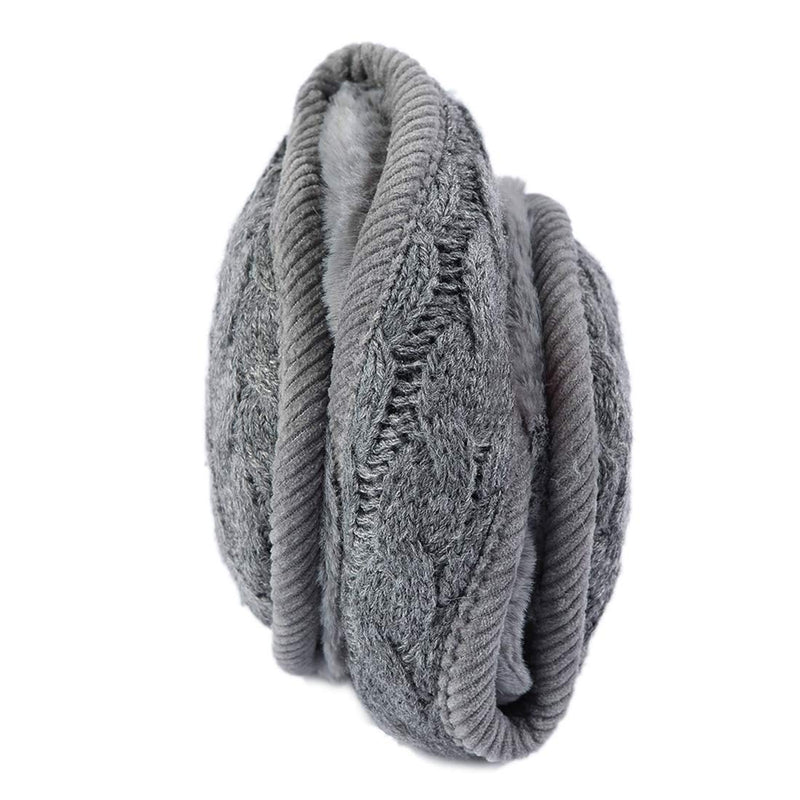 [Australia] - Surblue Unisex Warm Knit Earmuffs Ladies Cashmere Winter Pure Color Outdoor Fur Earwarmer, Adjustable Wrap A-agray 