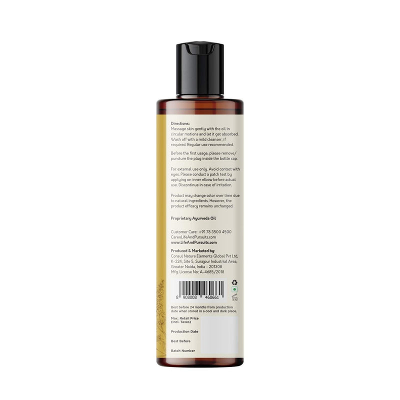 [Australia] - Life & Pursuits Lavender Body Oil (200 ml), Ayurveda Moisturizing Massage Oil for Skin & Face, Made with Organic Sesame Oil, Sunflower Oil, Argan Oil, Moringa Oil, Jojoba & Coconut Oil 