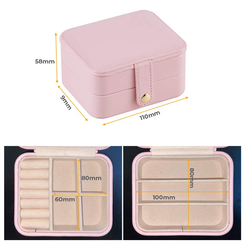 [Australia] - Dectenth Travel Jewelry Organizer Box for Women and Girls, Small Travel Jewelry Case with Mirror, PU Leather Portable Jewelry Storage Box for Ring, Earring, Necklace, Bracelet with Lock(Pink) Pink 