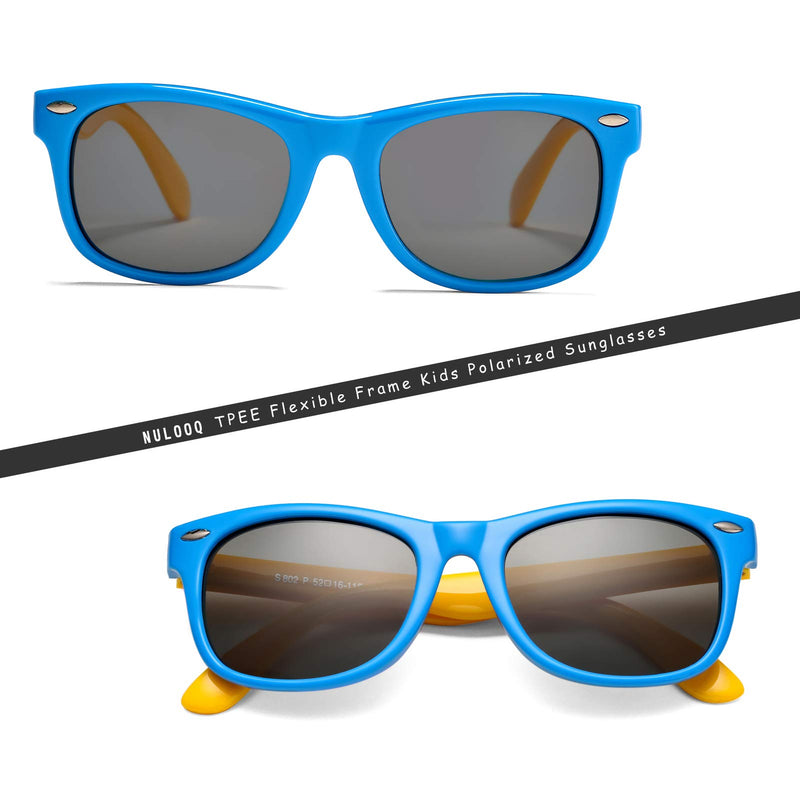[Australia] - 2 Pack Kids Polarized Sunglasses TPEE Unbreakable Flexible Frame for Boys Girls Age 3-8, 100% UV Protection 2 Pack - (Black + Blue Yellow) 45 Millimeters 