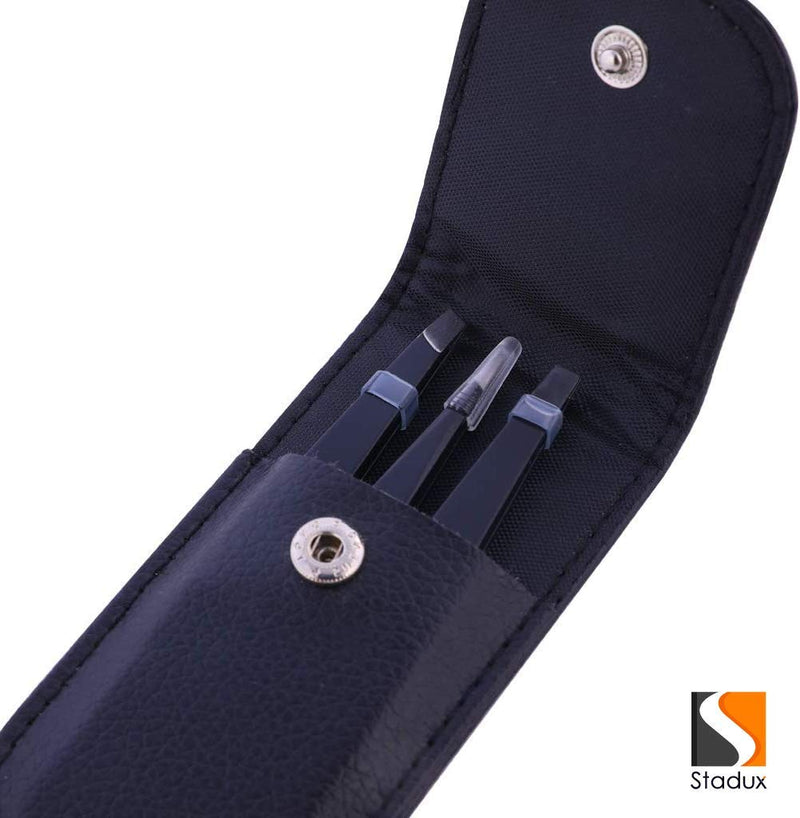[Australia] - Stadux Eyebrow Tweezers, 3 Piece Professional Stainless Steel Precision Tweezers for Eyebrows Plucking, Ingrown Hair Remover and Facial hair 