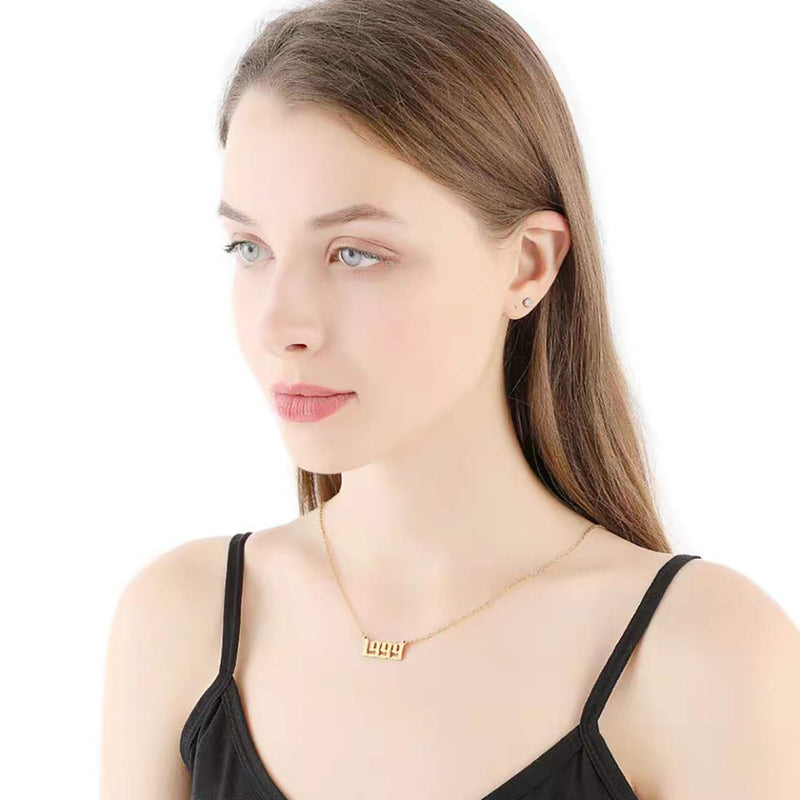 [Australia] - 18K Gold Plated Stainless Steel Year Necklace Birthday Year Number Necklace Anniversary Memorable Jewelry for Women Girls 1985 