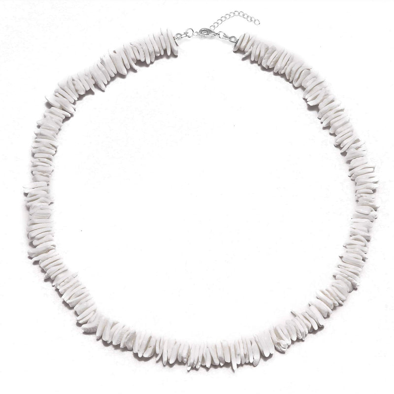 [Australia] - Women Puka Sea Shell Choker Necklace Bracelet Set for Women Cowrie Shell Tatement Adjustable Cord Pendant Set White 