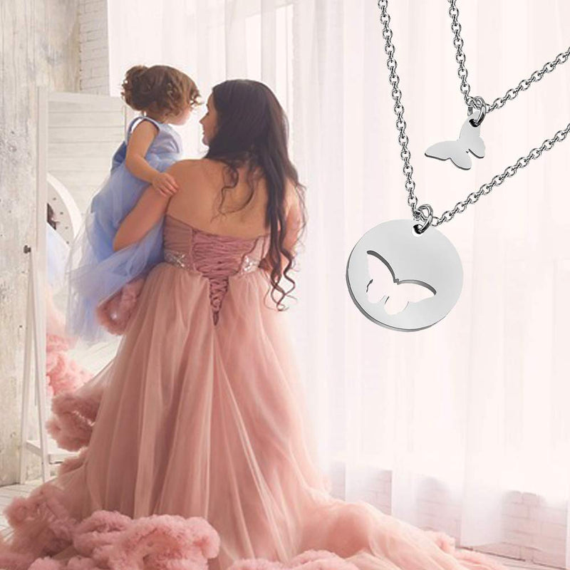 [Australia] - BAUNA Mother Daughter Gifts Mother and Daughter Necklace Set for 2 Butterfly Necklace Matching Jewelry for Mommy and Me Necklace for 2 