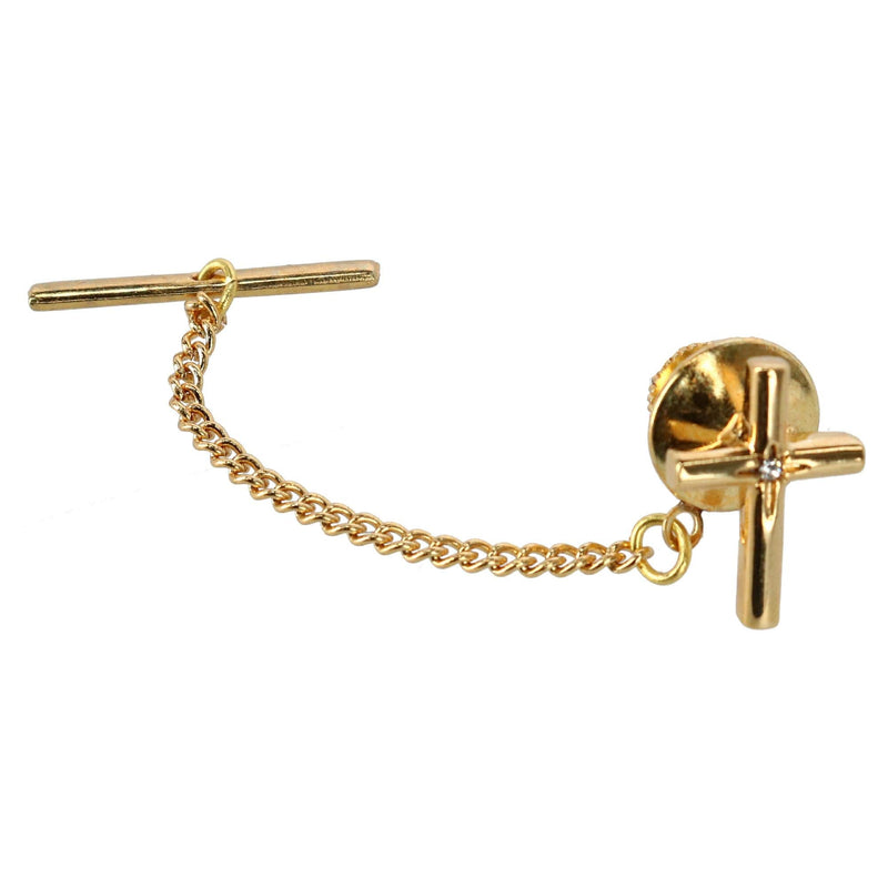 [Australia] - Ascentix Men's Cross Tie Tack with Crystal Center 