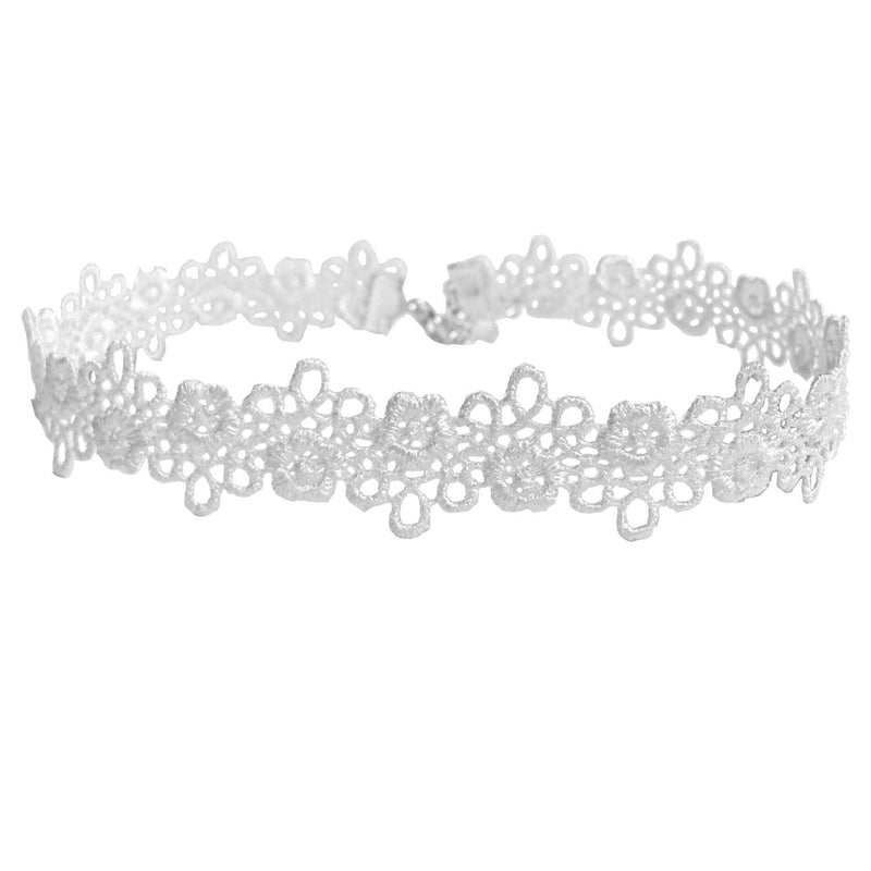 [Australia] - LINKY 10pcs White Lace Choker Necklace Women Girls Jewelry Set Silver 