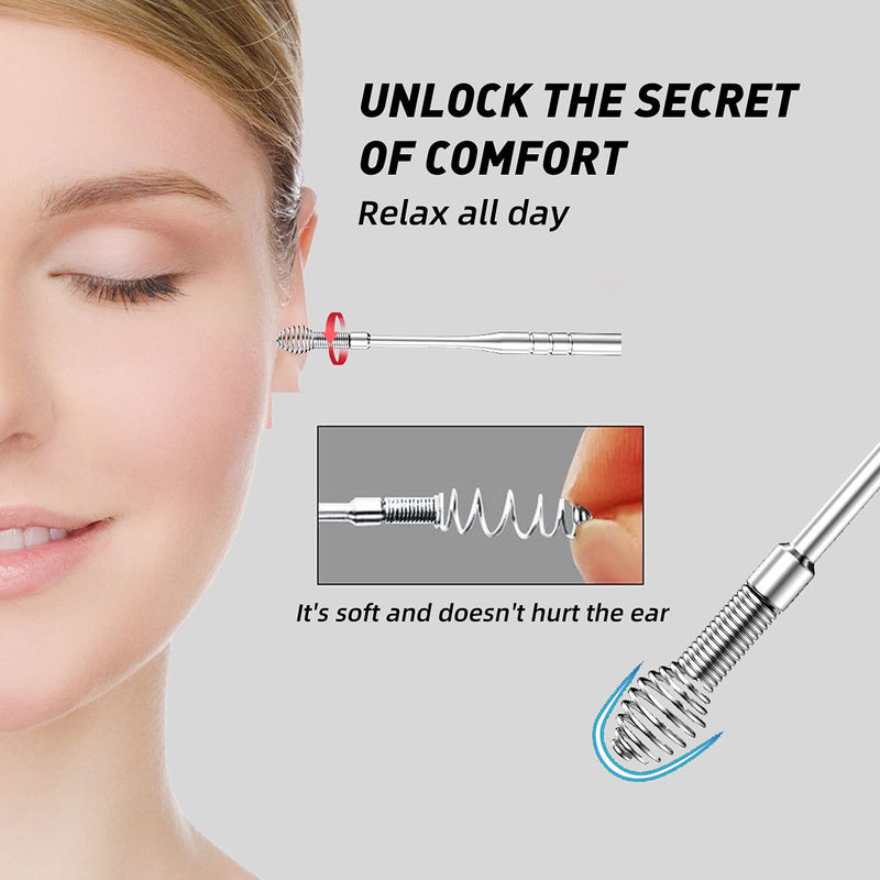 [Australia] - HOTX Ear Wax Removal Kit, Ear Cleansing, Cleaning Brush and Storage Box, One-Piece Ear Picker Design for Adults and Kids (Silvery 6Pcs) Silvery 
