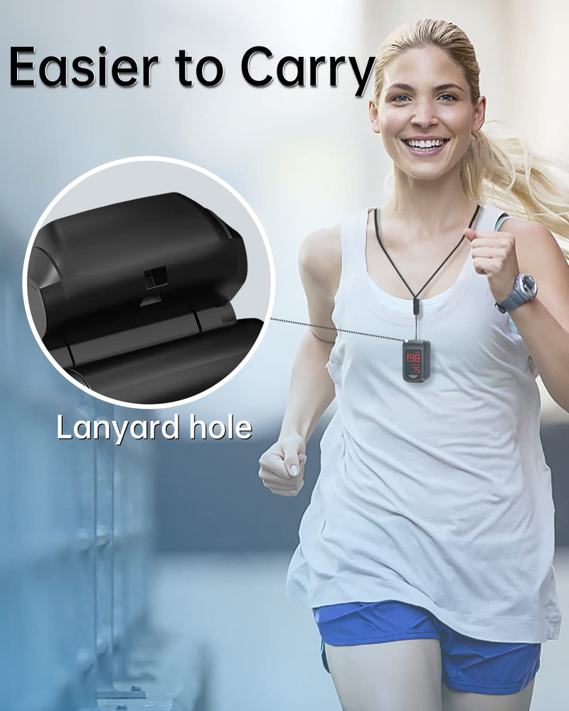 [Australia] - Fingertip Pulse Oximeter- Mini Oximeter Oxygen Saturation Monitor for SpO2/Heart Rate/PI, with Auto Graph Display/Alarm/Dedicated App, Compatible with iOS&Android Black 