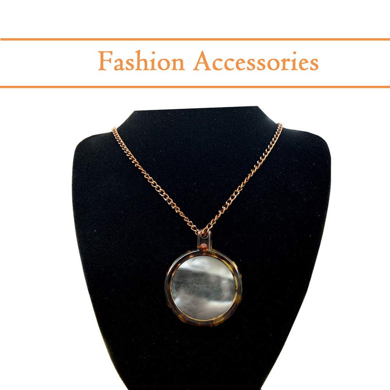 [Australia] - MAGDEPO 3X Pendant Necklace Magnifier Turtle Shell Pattern with 3X Card Lens for Reading Newspaper, Magazine, Map, Hobby, Inspects and Low Vision 