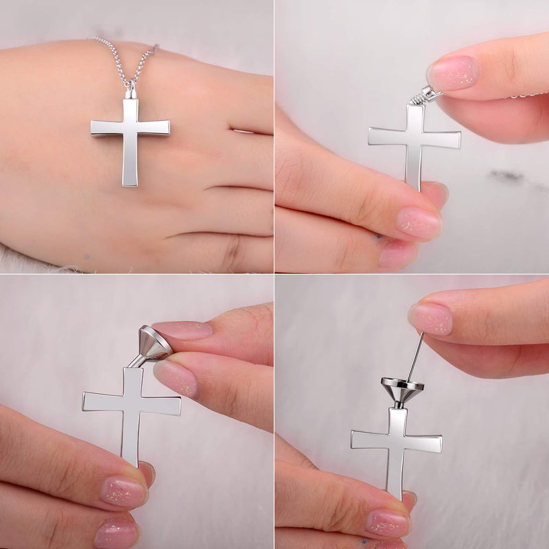 [Australia] - ACJFA 925 Sterling Silver Cross Urn Pendant Necklace Keepsake Memorial Cremation Jewelry for Ashes for Men for Women 