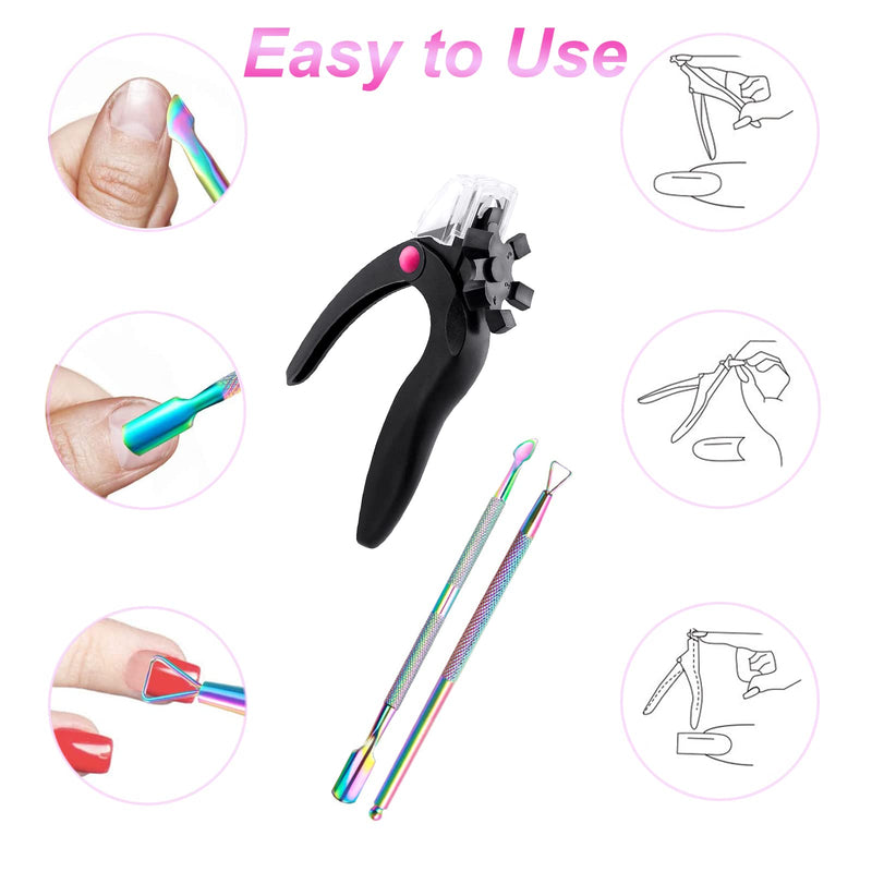 [Australia] - Nail Clippers for Acrylic Nails,Nail Tip Cutter,Acrylic Nail Clipper ,Stainless Steel False Nail Trimmer , with Cuticle Pusher Cuticle Remover, for Salon Home Nail Art 