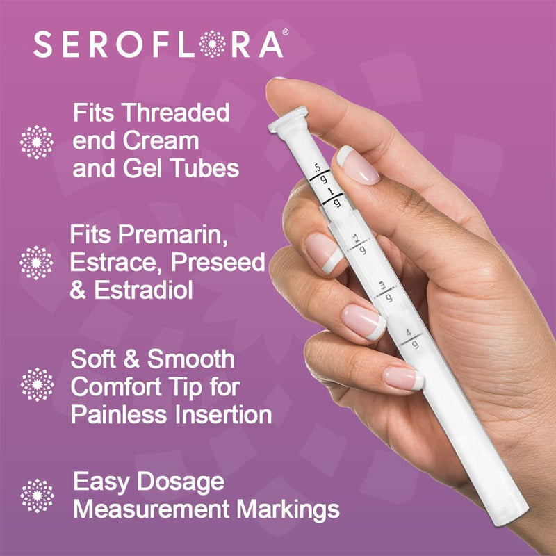 [Australia] - Seroflora Disposable Vaginal Cream Applicators - Fits Preseed, Premarin, Estrace, and Most OTC Gels, Lubricants, and Creams - Threaded End, Comfort Tip, and Dosage Markings (60 pack) 