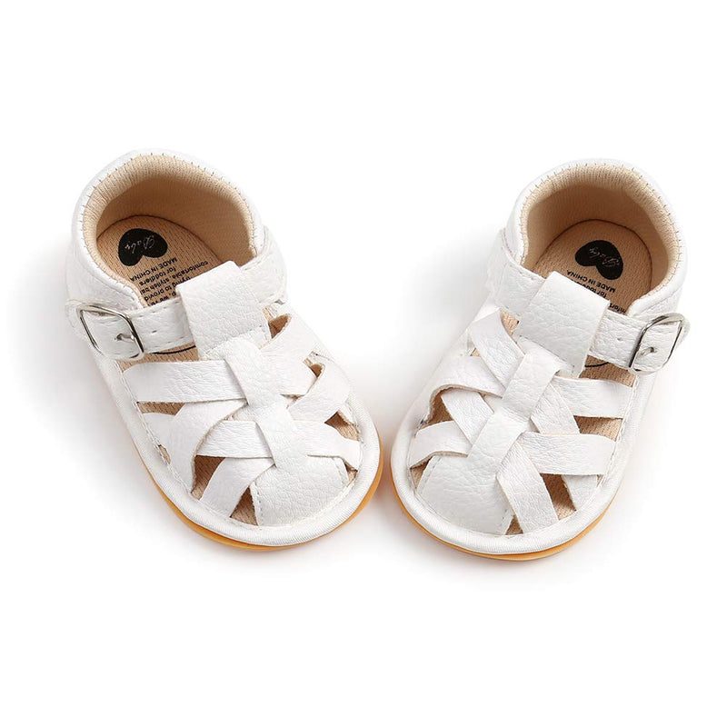 [Australia] - Baby Boys First Sandals Toddler Rubber Sole Summer Shoes Baby Walking Shoes 0-6 Months Infant A1--white 