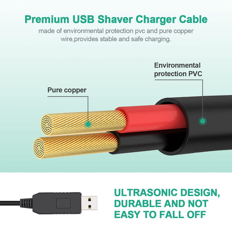 [Australia] - AIEVE Charger for Braun Shaver,USB Charger Cable 12V Power Cable for Braun Beard Trimmer Shaver Series 3, Series 7, Series 9,Series 1,3020S,3080S,760CC,790CC,340s,190s,5190cc,5210,9095cc 