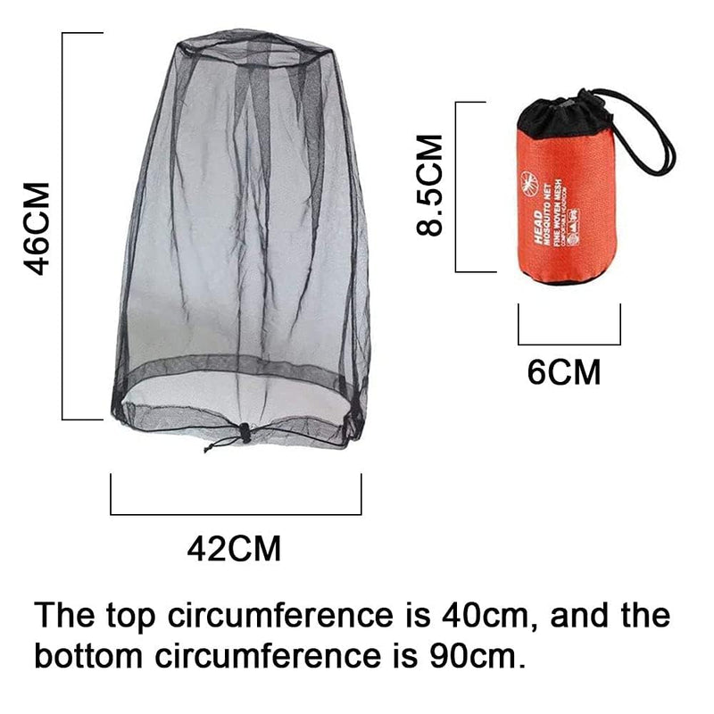 [Australia] - Midge Head Net with Storage Bag Face Net Mesh Nylon Mosquito Head Net for Outdoor Hiking Camping Climbing Fishing and Walking (Black) Black 