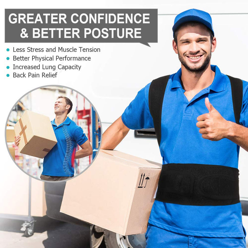 [Australia] - Back Brace Posture Corrector for Women and Men, Back Braces for Upper and Lower Back Pain Relief, Adjustable and Fully Back Support Improve Back Posture and Lumbar Support(L, 35.5"-41.5" Waist) Large (Pack of 1) 
