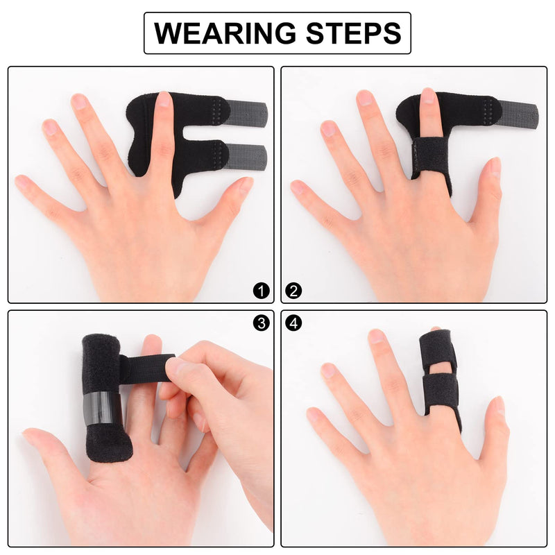 [Australia] - supregear Finger Splint Support, 2 Pack Adjustable Reusable Trigger Finger Splint Finger Brace with Removable Aluminum Bar for Index/Middle/Ring/Pinky Finger, Black 