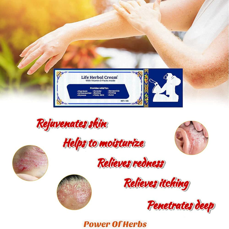 [Australia] - Life Herbal Cream with Vitamin D Packs Skin Relief Itch Inflammation Ointment Rashes 