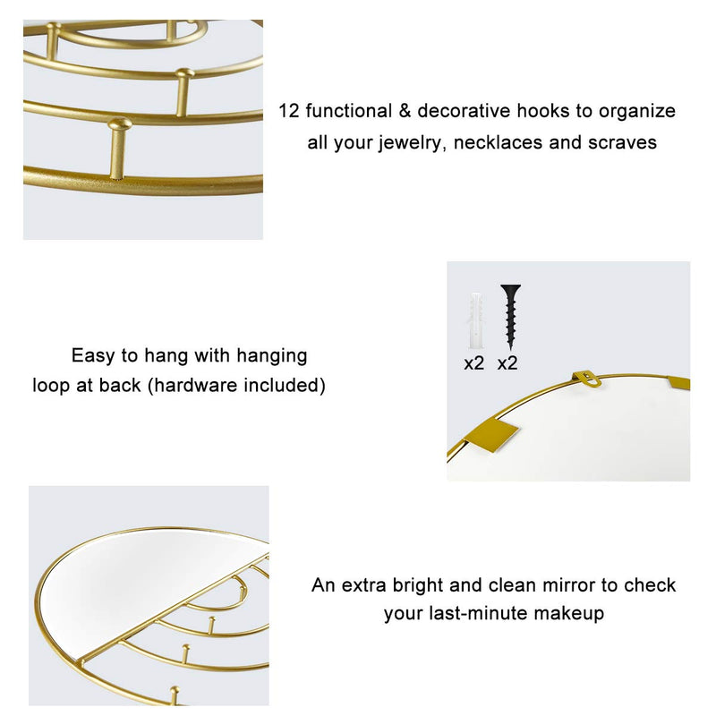 [Australia] - Jewelry Organizer Wall Mounted with Hooks and Mirror for Necklaces,Bracelets,Earrings,Rings 