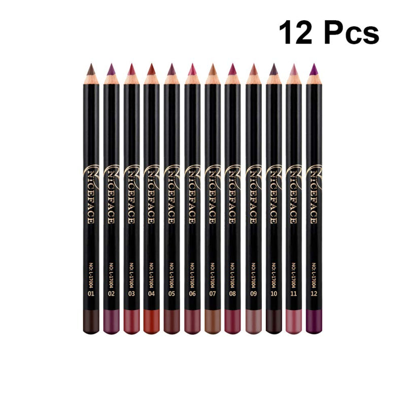 [Australia] - Lurrose 12 Color Lip Liner Pencil Set, Waterproof Long Lasting Makeup Lipliner Pen Set for Women Lady 