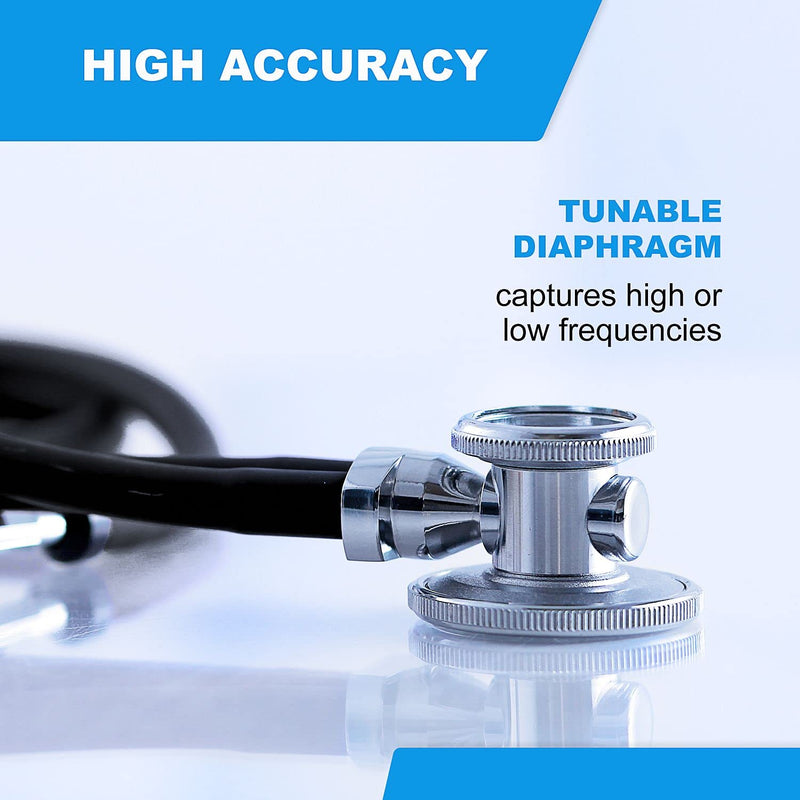 [Australia] - Primacare DS-9298 Black Medical Clock Stethoscope with Analog Watch, 22" Tubing Convertible Regular Sprague Rappaport Stethoscopes, First Aid Emergency Essential Kits with Headset 
