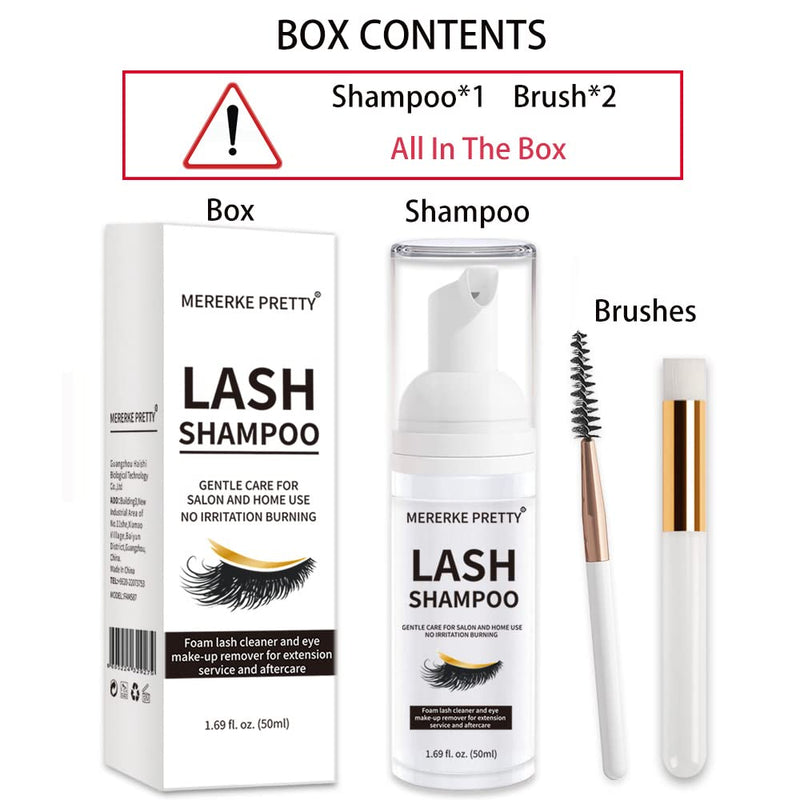 [Australia] - Eyelash Extension Shampoo 50 ml + Brush - Eyelid Foaming Cleanser - Sensitive Paraben & Sulfate Free - Eyelash Wash and Lash Bath for Extensions - Salon Use and Home Care 