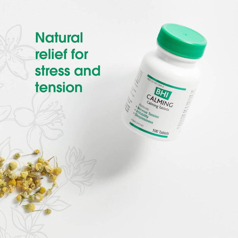 [Australia] - BHI Calming Stress Relief Blend 10 Natural, Safe Active Ingredients Help Restore Balance, Support Calm Mood & Sleep - Relax Mind & Body with Passionflower, Chamomile & Valerian Root - 100 Tablets 