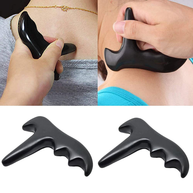 [Australia] - Trigger Point Massager T Type Trigger Point Natural Hot Stones Massage Black Manual Foot Massager Suitable for Pressure Point Massage Feet Neck Face Back 