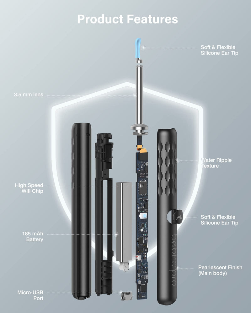 [Australia] - Bebird Pro Ear Wax Removal Tool with HD Camera and 6 LED Lights,Ear Cleaner Expert R3 for First Use and Smaller Ears,FDA Cleared Ear Camera and Wax Remover,for iOS,Android Phones Black 
