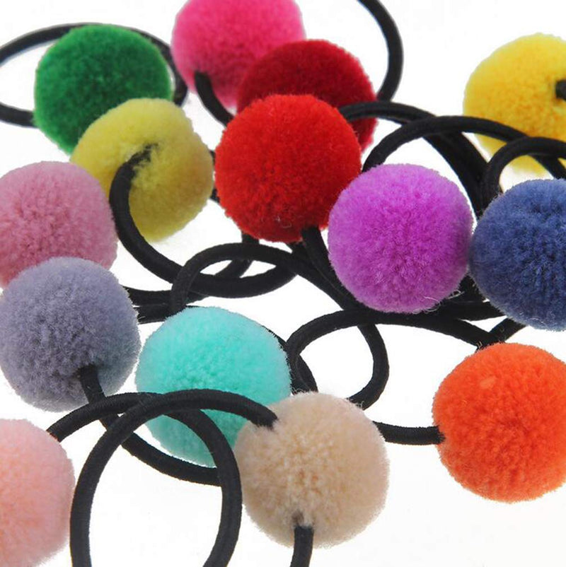 [Australia] - 10PCS Cute Small Pom Balls Elastic Hair Ties Rubber Bands Ponytail Holder Hair Ring Rope Hairband Hairdressing Scrunchie Styling Accessories for Baby Kids Girls(Color Random) 