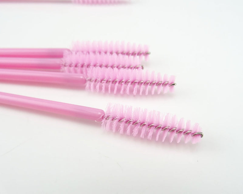 [Australia] - Yueton Pack of 100 Disposable Eyelash Brushes Wands Mascara Applicator (Pink) 