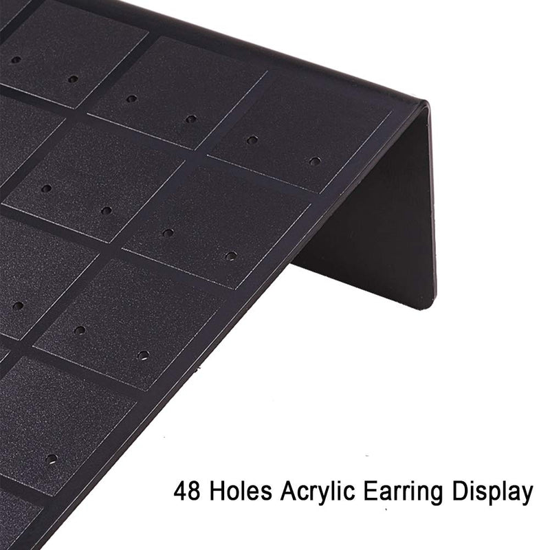 [Australia] - PH PandaHall 5 Packs 48 Holes Black Earring Holder Organizer Earring Stand Display L-Shape Earrings Ear Studs Jewelry Show Plastic Display Showcase 