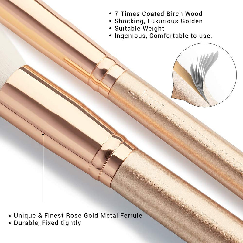 [Australia] - Jessup Professional Makeup Brush Set, Premium Synthetic Face Eye Labeled Wood Vegan Cosmetic Tool Gold 30pcs T400 