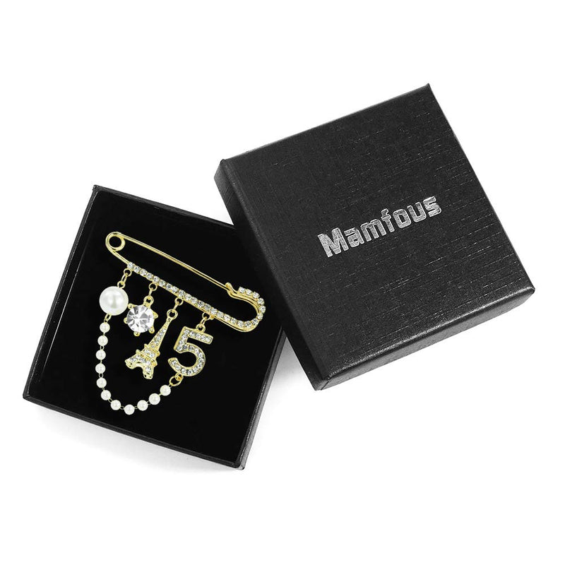 [Australia] - Mamfous Vintage Crown Number 5 Lapel Pins and Brooches for Women Rhinestone Jewelry with Simulated Pearl 