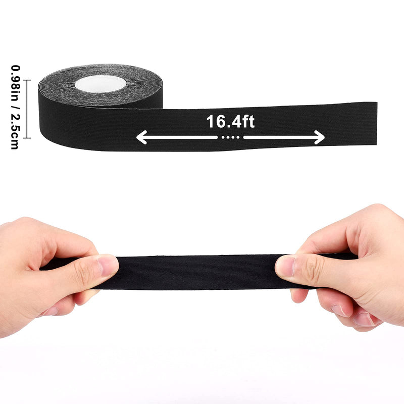 [Australia] - Kinesiology Tape Kinetic Tape (6 Rolls) Waterproof Athletic Sports Tape Physio Tape for Knees, Shoulder, Ankles, Elbow, Pain Relief,Joint Support and Recovery Uncut 1inch 16.4ft Roll(Black) Black 1 Inch 6 Rolls 