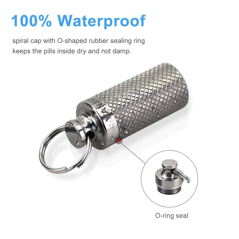 [Australia] - VANSU Titanium Waterproof Keychain Pill Holder Container Portable Mini Size Pill Box Case for Outdoor Travel Camping 