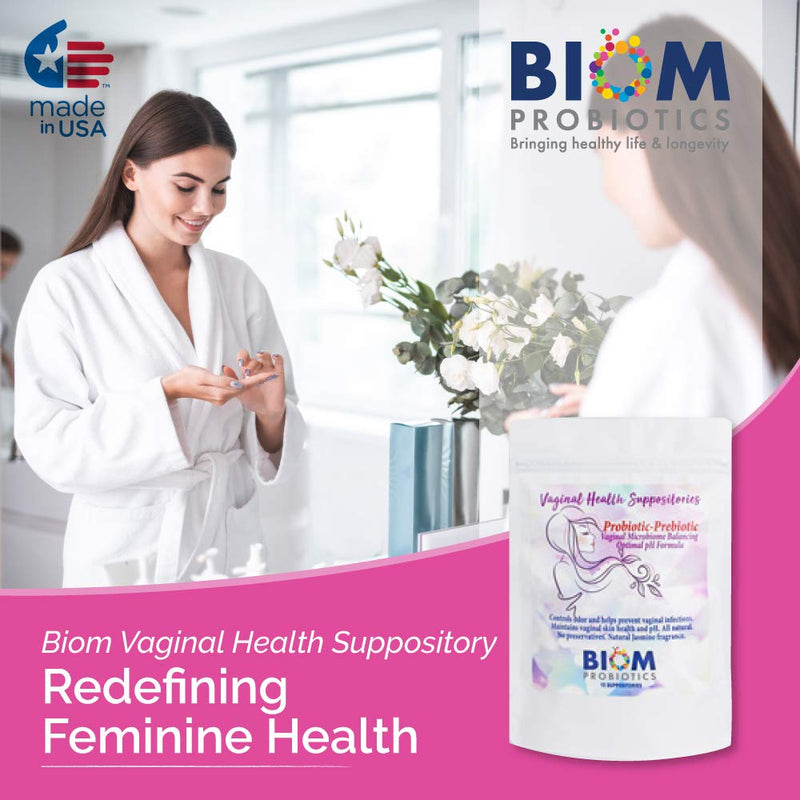 [Australia] - Biom Vaginal Probiotic Suppository: Natural Vaginal pH and Odor Control Regimen; Balance and Nourishes Vaginal Microbiome; No Parabens, No preservatives (15 count) 