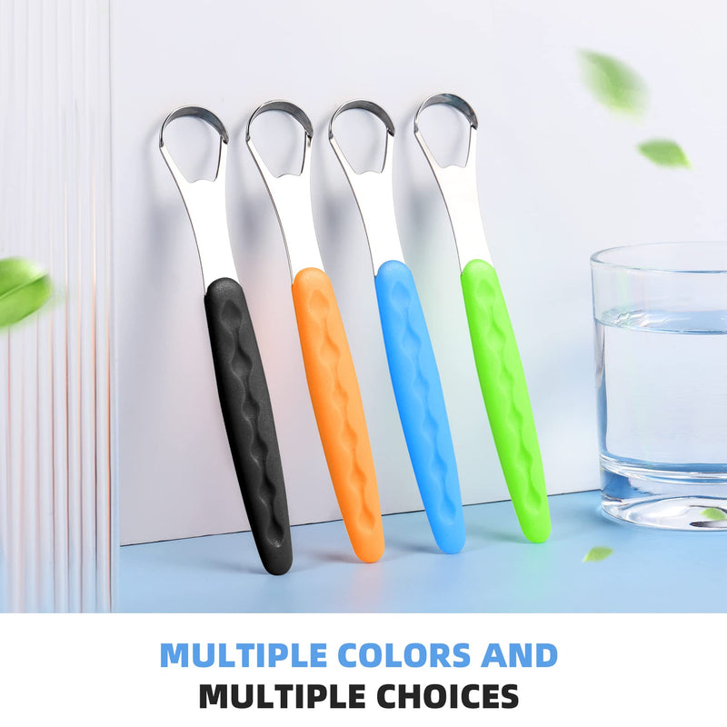 [Australia] - Annhua 4 Pack Tongue Brush, Stainless Steel Tongue Scraper Tools with Mini Storage Case, Tongue Cleaner for Prevent Bad Breath & Keep Oral Fresh 4 Pcs 