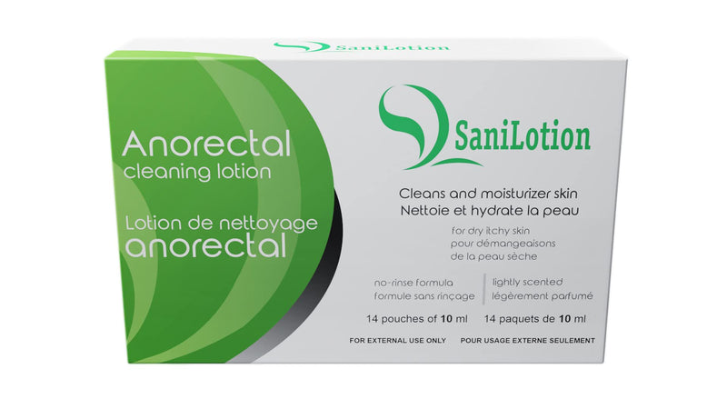 [Australia] - SANILOTION Hygienic Cleansing Lotion, Cleans, Moisturizes, and Hydrates Anorectal Area, 14 count - 10ml each 