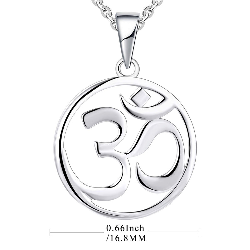 [Australia] - JO WISDOM Women OM Necklace,925 Sterling Silver Indian Yoga Aum Om Ohm Necklace White gold 