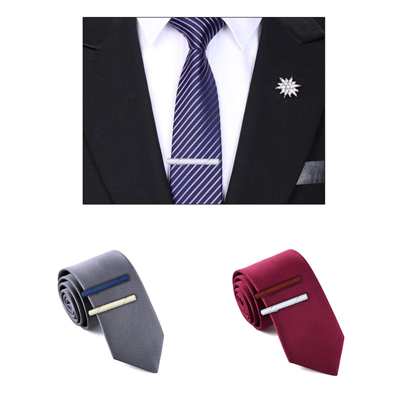 [Australia] - Creative-Idea Tie Clips,5pcs Gold Black Silver Blue Red Tie Bar Clips for Anniversary Graduation 