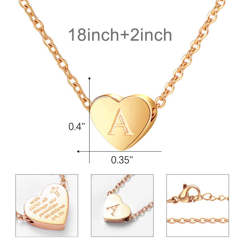 [Australia] - Lanqueen Initial Heart Pendant Monogram Necklace Inspirational Necklaces with GOD All Things are Possible,Matthew 19:26" Christian Gifts for Women Girls Rose Gold-P-Put you in my heart 