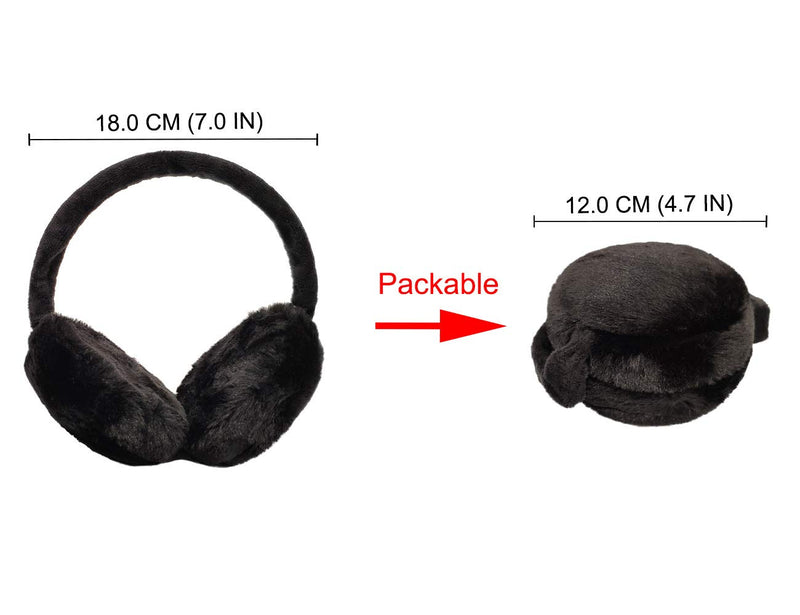 [Australia] - LETHMIK Faux Fur Ear Warmers,Outdoor Foldable Winter Earmuffs Womens&Mens Earlap Warm Ear Protection ONE SIZE (FOLDABLE) Black 