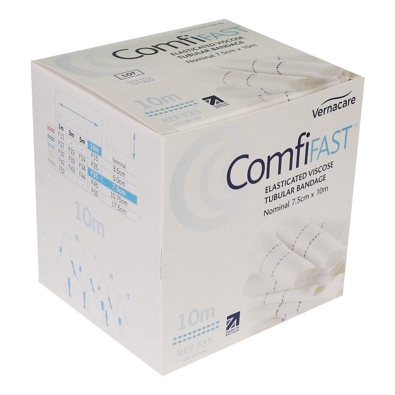[Australia] - Comfifast Elasticated Tubular Stretch Viscose Bandage - for Large Limbs, Blue Line 7.5cm (for Limb Circumference 20-45cm) - 10m Roll Blue - (7.5cm) x 10m 