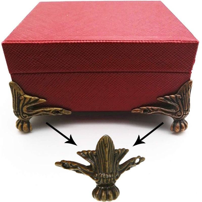 [Australia] - VintageBee 10 PCS Antique Brass Wood Case Jewelry Chest Storage Box Feet Leg Corner Protector 