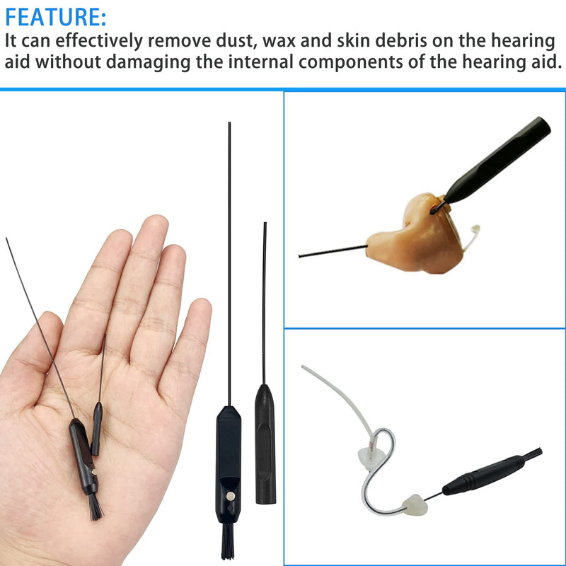 [Australia] - 8Pcs Hearing Aid Cleaning Kit Professional Hearing Amplifier Cleaning Fabric Multi-Functional Brushes with Plastic Box(Black) 